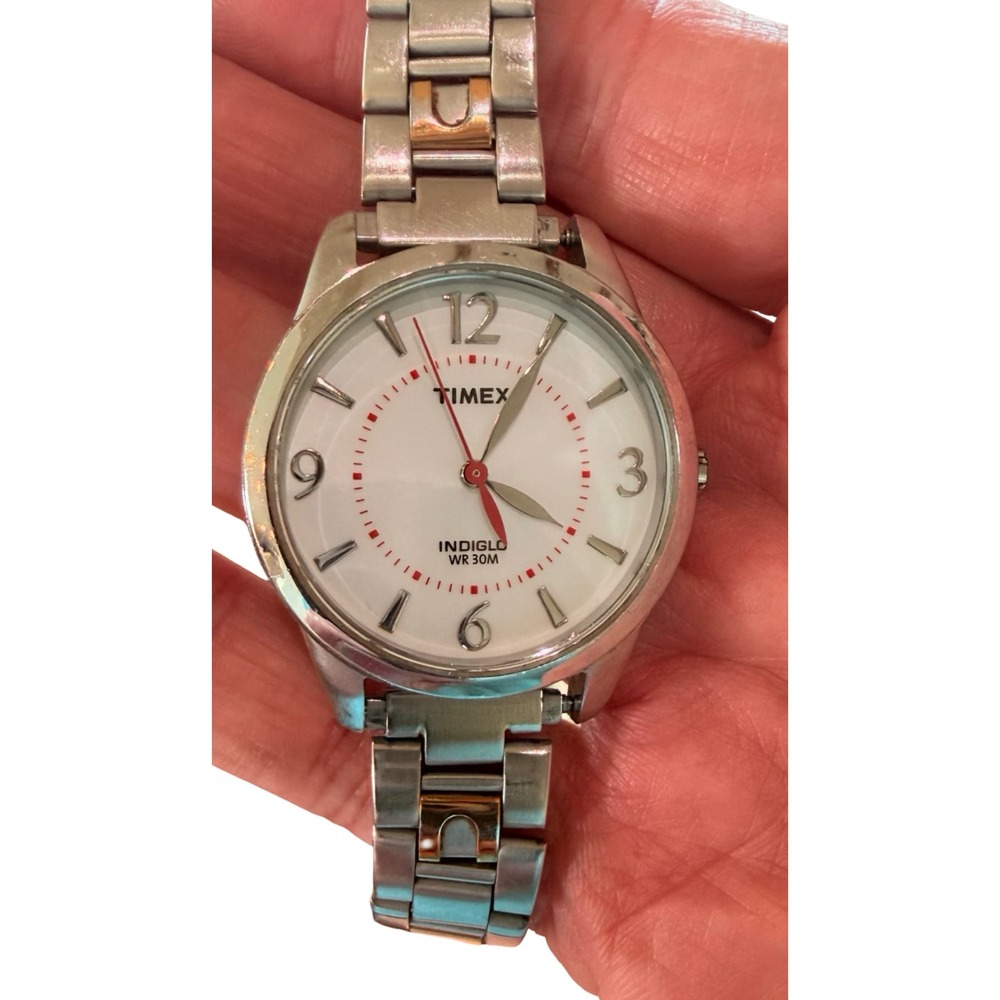 Timex Indiglo Women's Quartz Watch White Dial Two-Tone Speidel Bracelet works